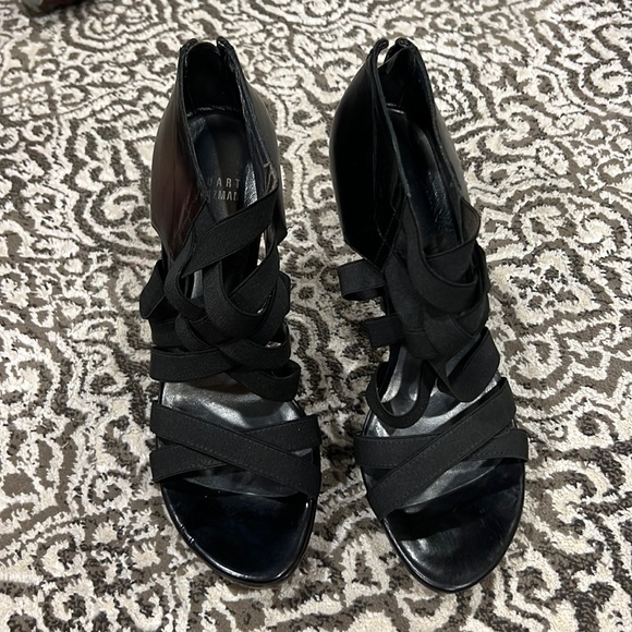 Stuart Weitzman strappy black open toe pumps - Picture 1 of 3